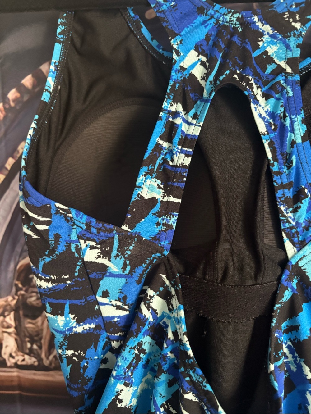 Blue Abstract Print One-Piece Swimsuit - Picture 5 of 10